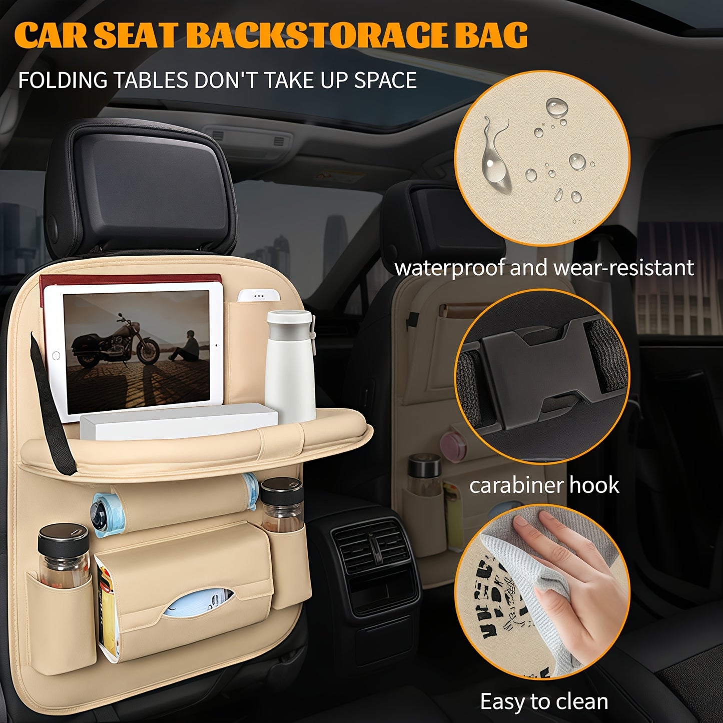 1/2pcs Advanced Car Rear Seat Upgrade Table Storage Box, Equipped With Foldable Table, Kickpad, Cup Holder, Laptop Station, And Dining Plate - The Ultimate Travel Companion For Long-Distance Driving.