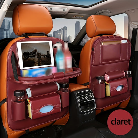 1/2pcs Advanced Car Rear Seat Upgrade Table Storage Box, Equipped With Foldable Table, Kickpad, Cup Holder, Laptop Station, And Dining Plate - The Ultimate Travel Companion For Long-Distance Driving.
