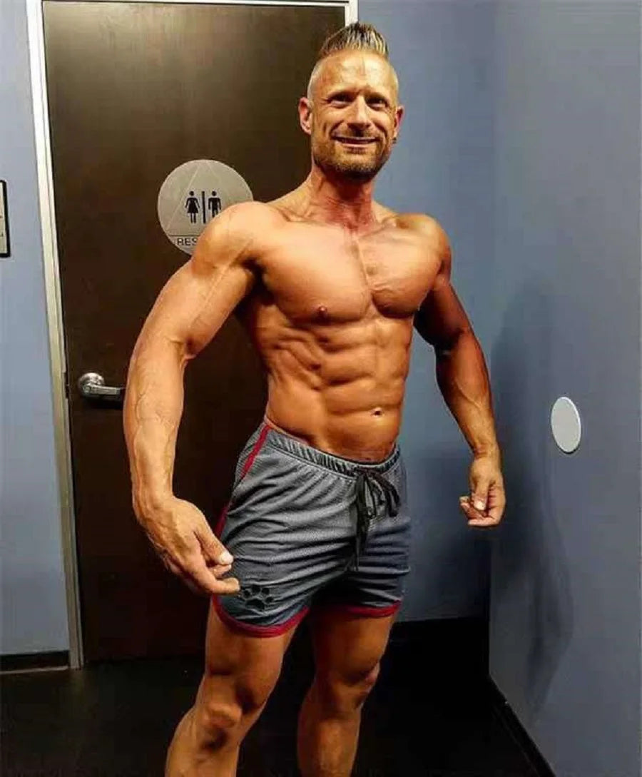 Beach Pants Summer Sports Men's Muscle Fitness Casual Mesh Breathable Pants Running Training Quick Dry Breathable Shorts