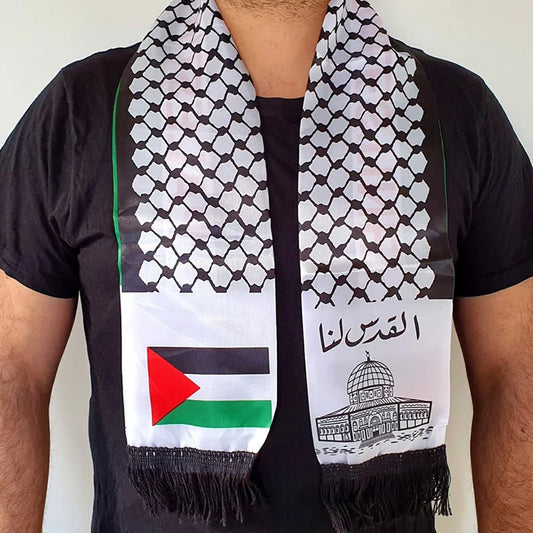 Arab Silk Feeling Satin Scarf Long and Thin Stoles Arab Ethnic Elements Tassels Pareos Fashion Unisex Silk Stain Neckerchief