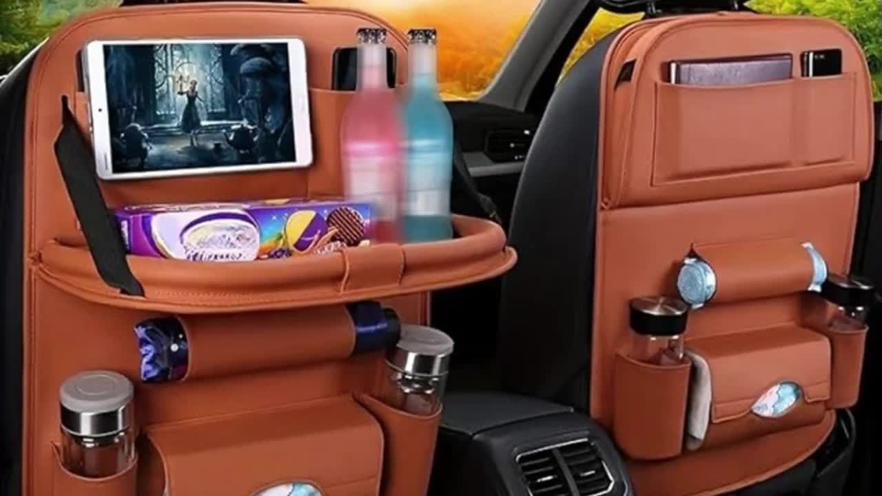 1/2pcs Advanced Car Rear Seat Upgrade Table Storage Box, Equipped With Foldable Table, Kickpad, Cup Holder, Laptop Station, And Dining Plate - The Ultimate Travel Companion For Long-Distance Driving.