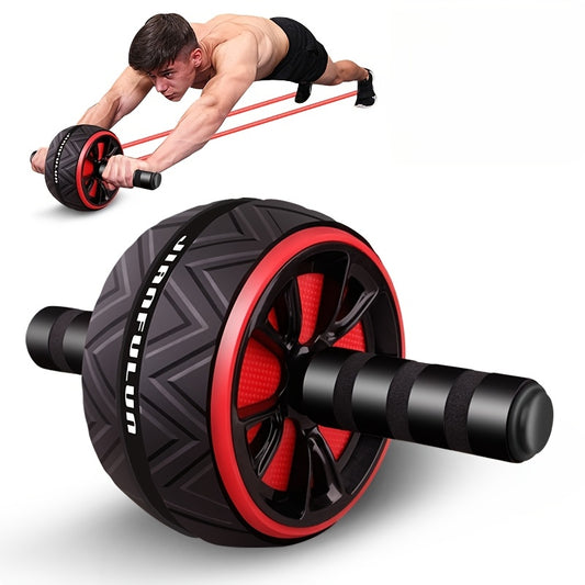 1pc Home Fitness Abdominal Exercise Wheel - Portable Core Strengthener with Red & Black Grip Bars, Durable PP Material for Abdominal & Chest Muscle Training, Upper Body Workout|Ergonomic Grip Design|Textured Roller Surface, G